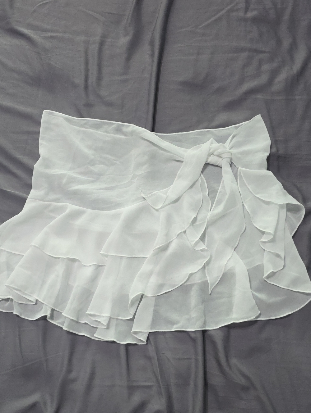 White Ruffle Tie-Side Swim Sarong